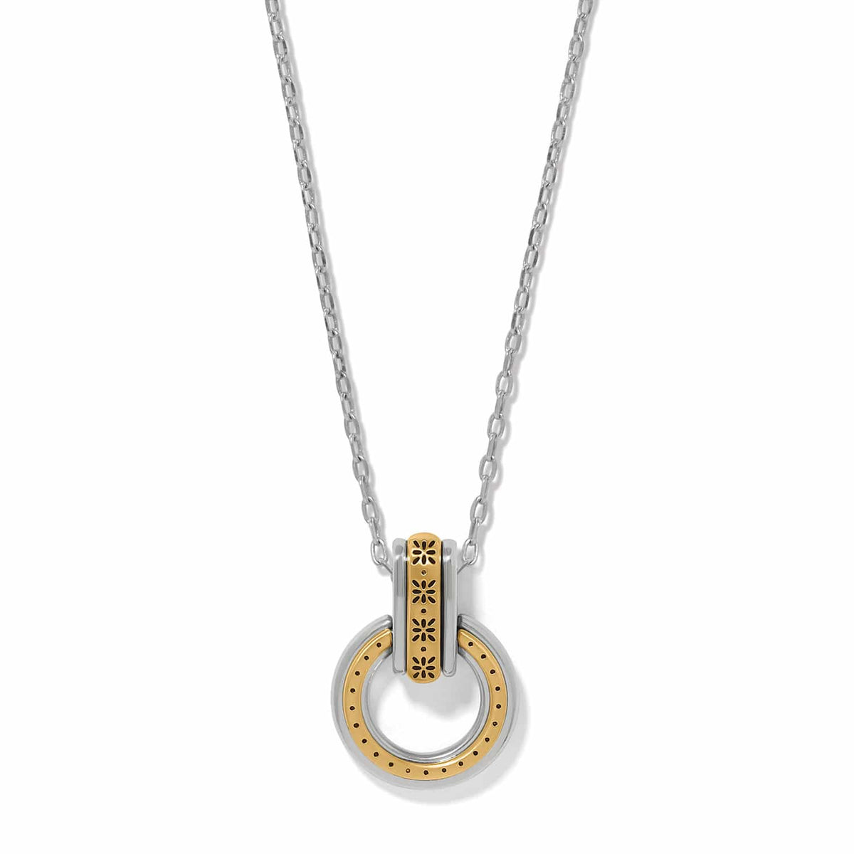 Mosaic Two Tone Link Ring Necklace — Silver-Gold