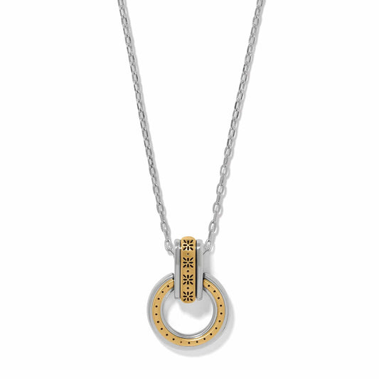 Mosaic Two Tone Link Ring Necklace — Silver-Gold