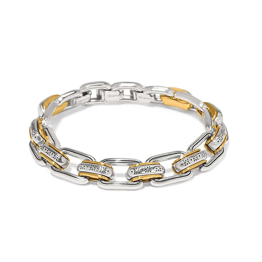 Mosaic Two Tone Links Bracelet — Silver-Gold