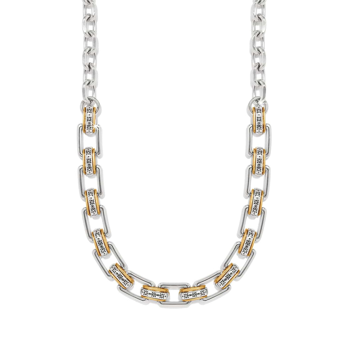 Mosaic Two Tone Links Necklace — Silver-Gold