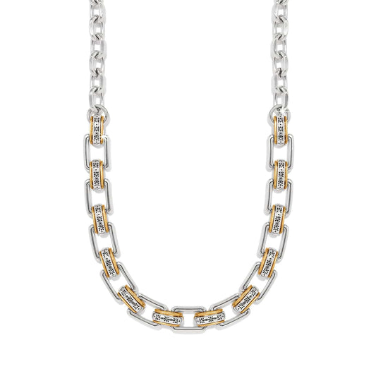 Mosaic Two Tone Links Necklace — Silver-Gold