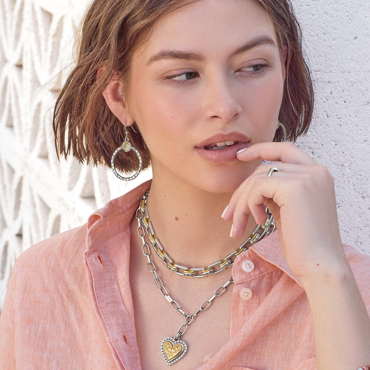 Mosaic Two Tone Links Necklace by Brighton
