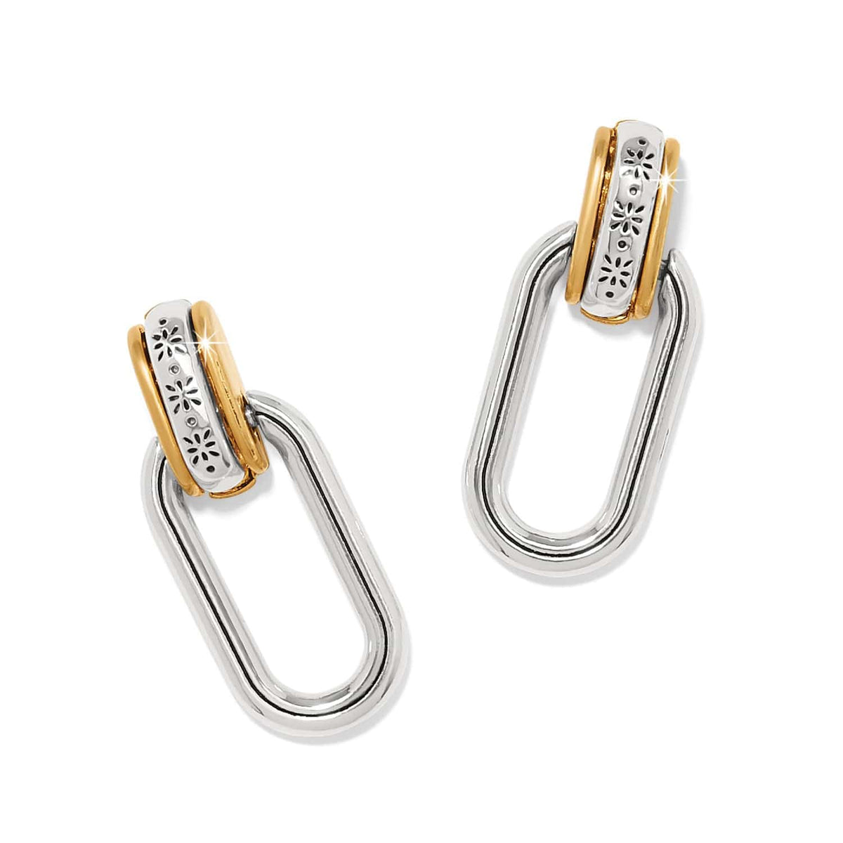Mosaic Two Tone Post Drop Earrings by Brighton