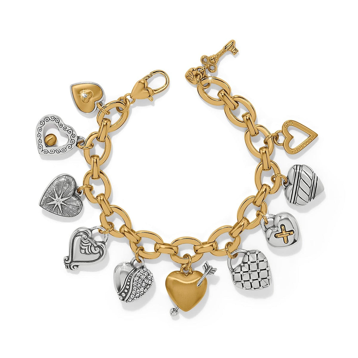 One Heart Large Charm Bracelet — Silver-Gold