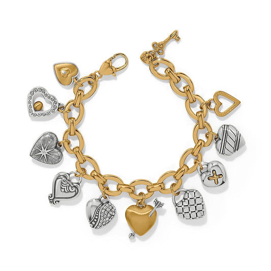 One Heart Large Charm Bracelet — Silver-Gold