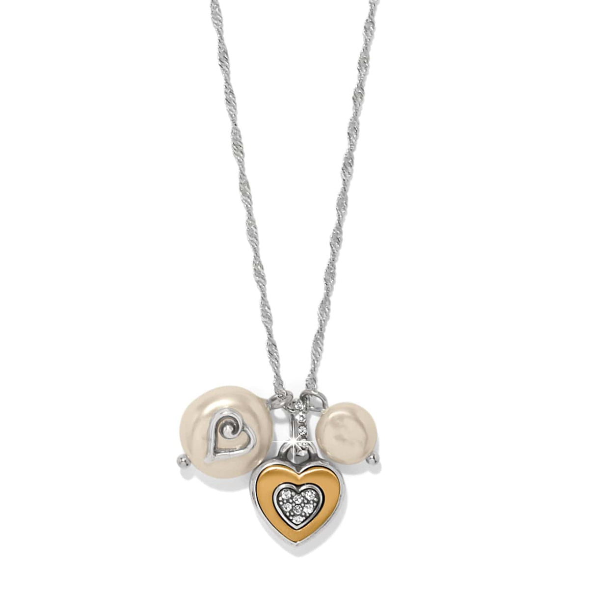 One Heart Pearl Short Necklace — Silver-Gold