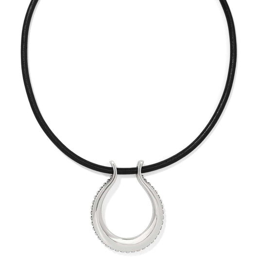 Pretty Tough Arch Leather Necklace — Silver-Black