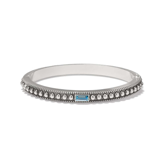 Pretty Tough Gem Hinged Bangle — Silver-Aqua