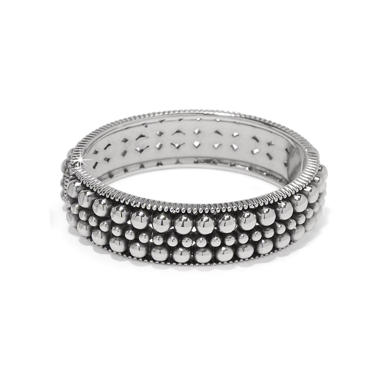 Pretty Tough Pierced Hinge Bangle — Silver