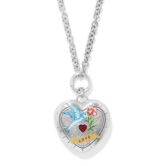 Reverie Bluebird Locket Necklace — Silver-Multi