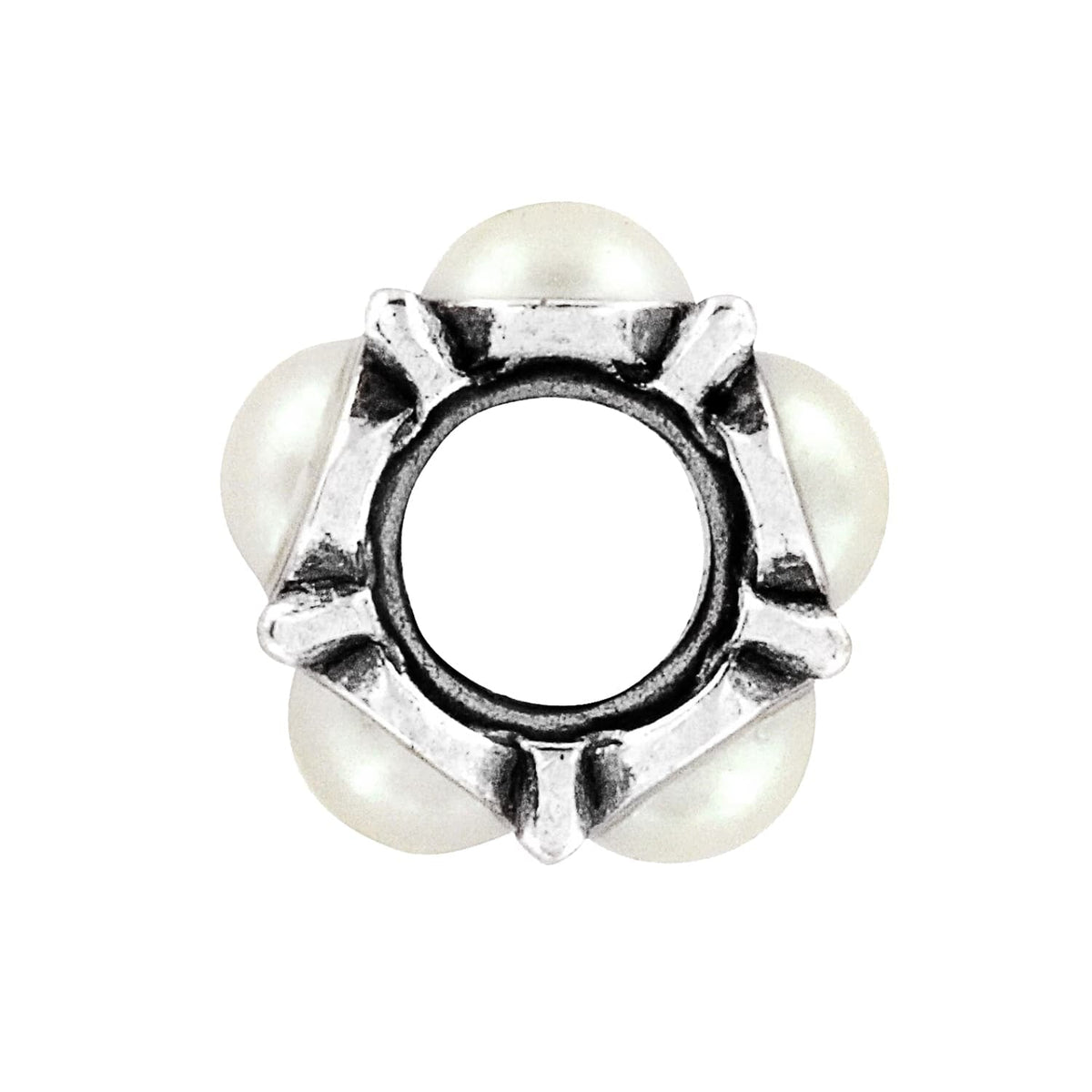 Roundabout Bead — Silver-Pearl