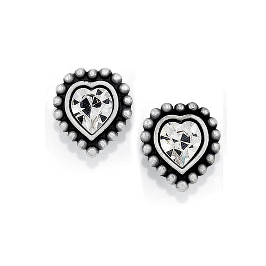 Shimmer Heart Mini Post Earrings — Silver