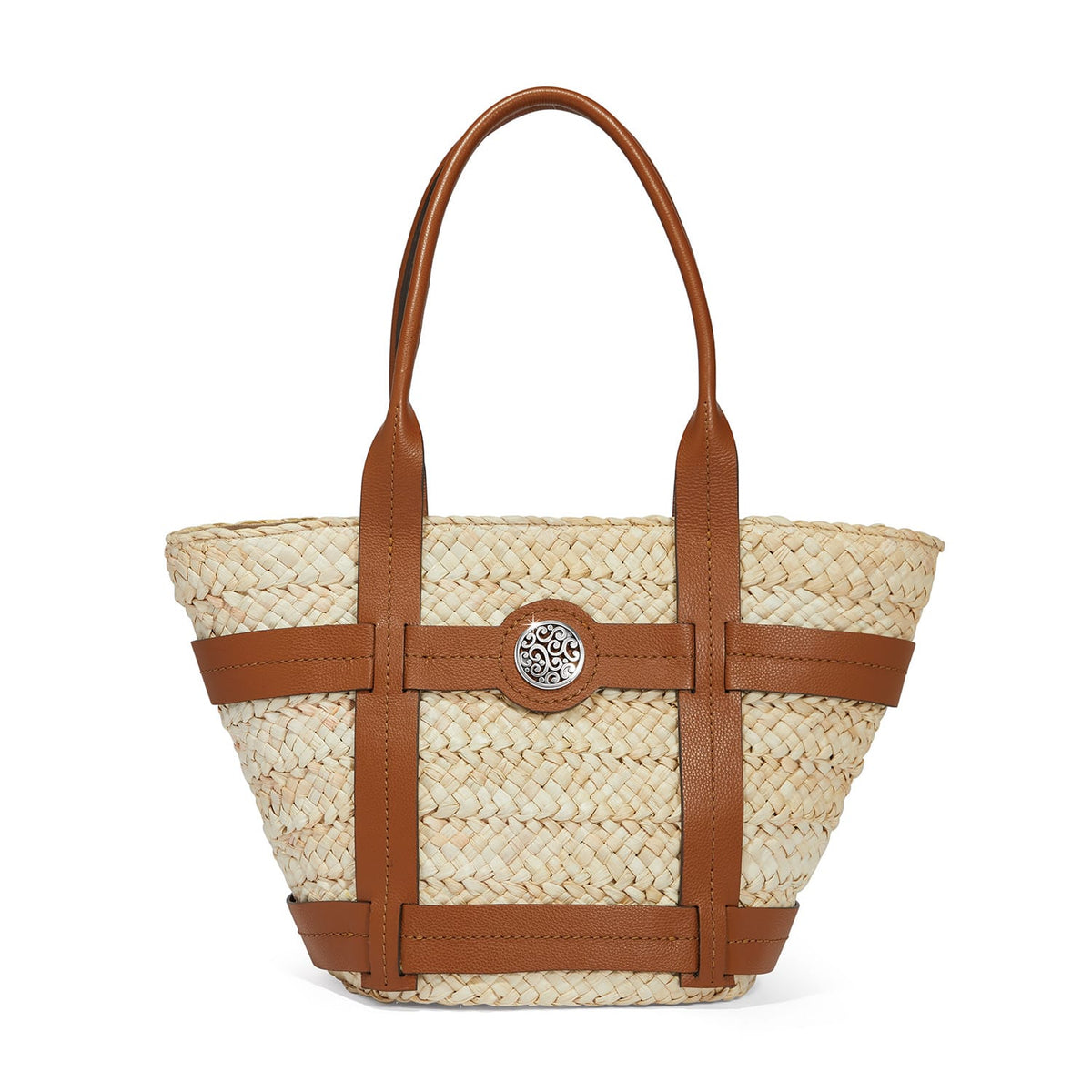 Skylar Large Straw Tote — Luggage-Natural
