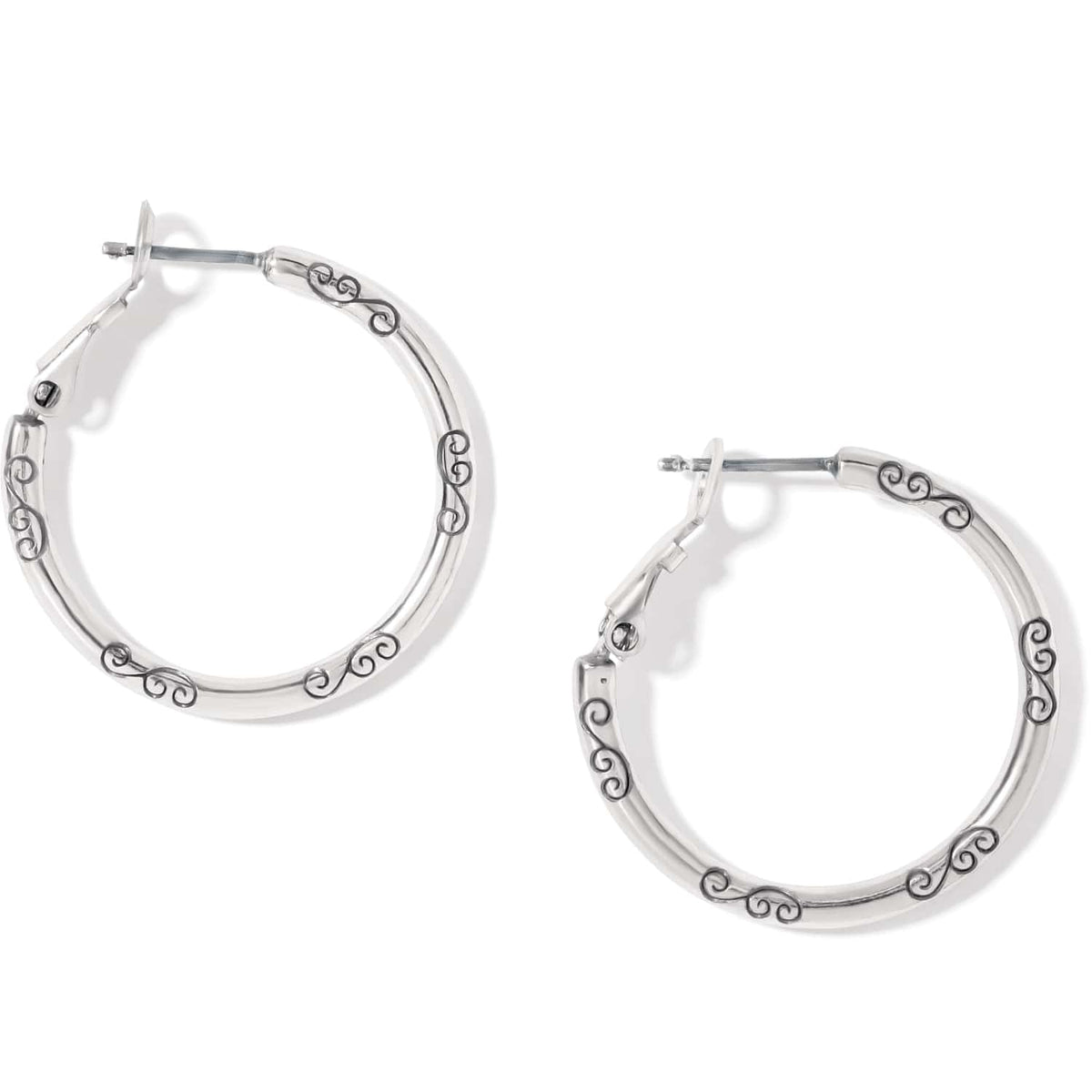 Small Hoop Charm Earrings — Silver
