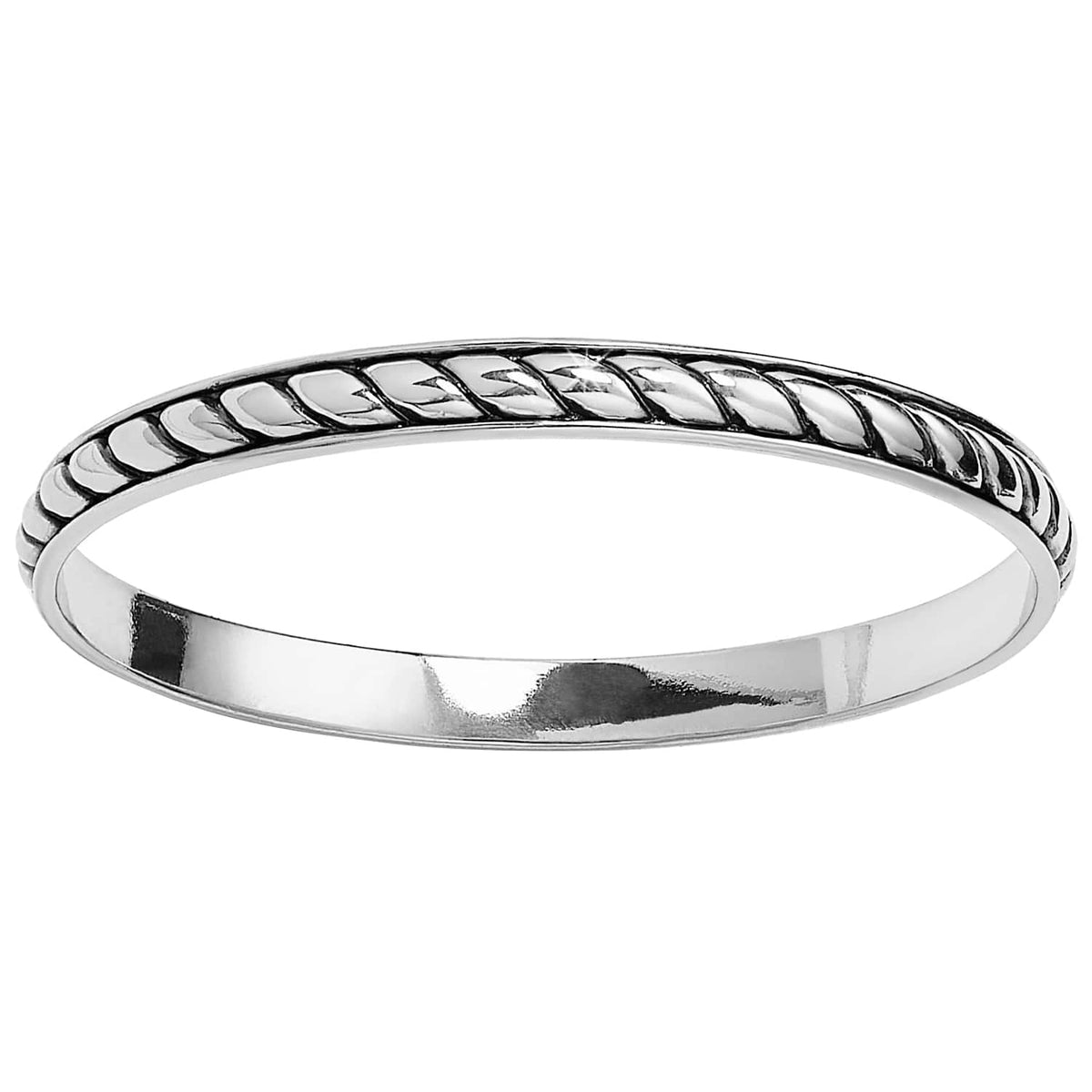 Southwest Dream Plaza Flat Rope Bangle — Silver
