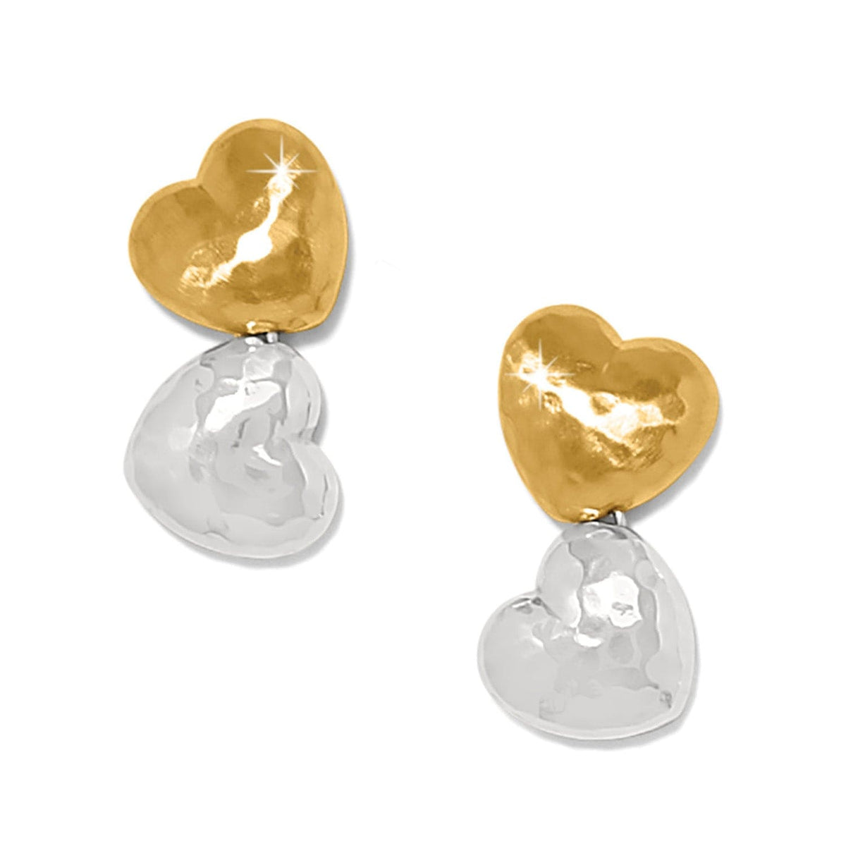 Trianon Heart Small Two Tone Post Drop Earrings by Brighton