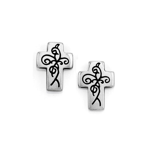 True Cross Mini Post Earrings — Silver