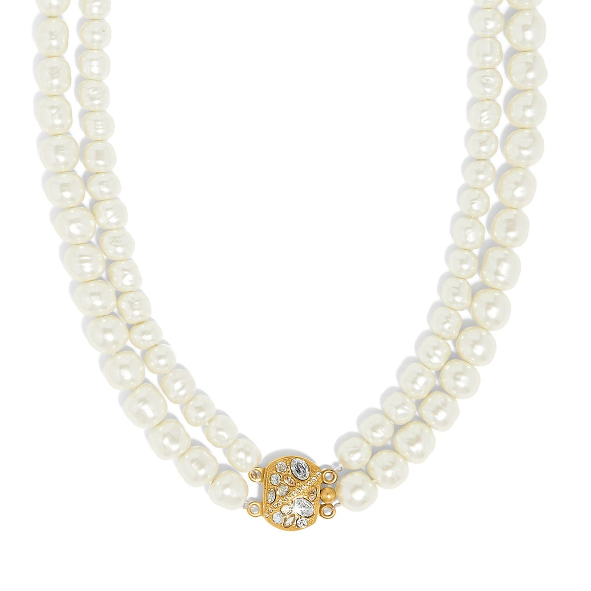 Trust Your Journey Double Pearl Necklace — Silver-Pearl