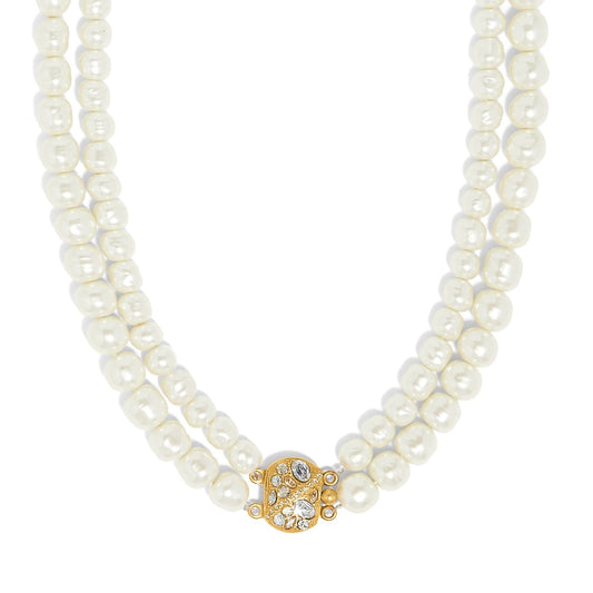 Trust Your Journey Double Pearl Necklace — Silver-Pearl