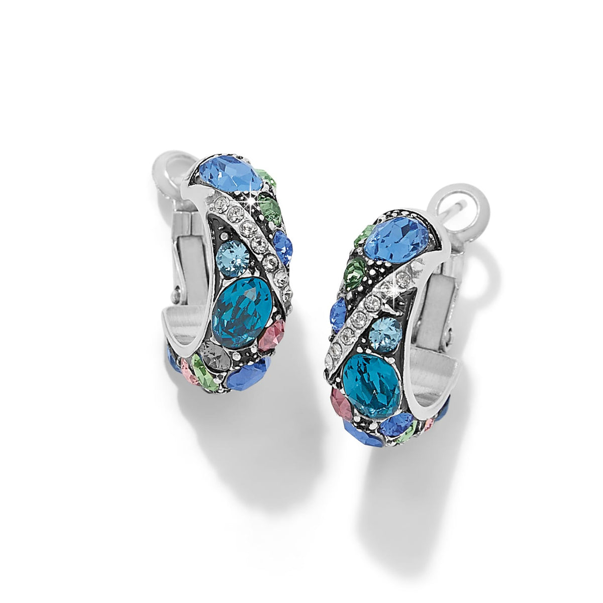 Trust Your Journey Hoop Earrings — Silver-Blues