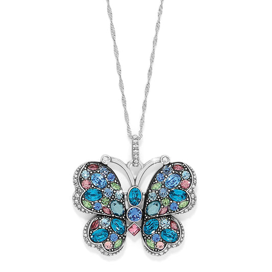 Trust Your Journey Large Butterfly Necklace — Silver-Blues