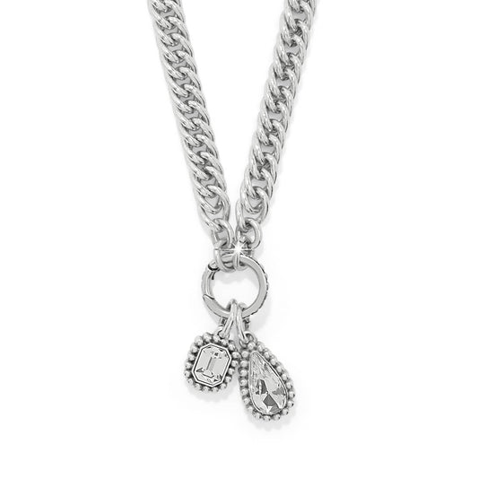 Twinkle Luxe Charm Link Necklace — Silver