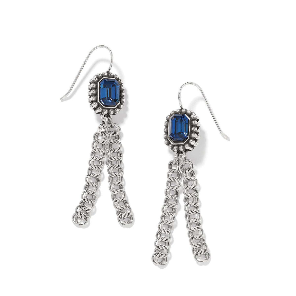Twinkle Luxe Tassel French Wire Earrings — Silver-Blue