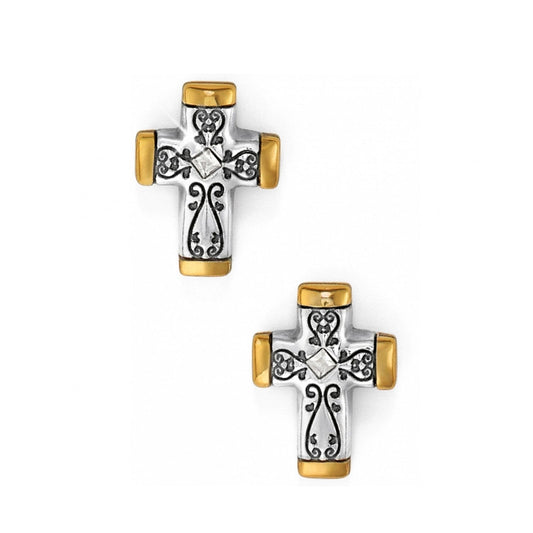 Venezia Cross Post Earrings — Silver-Gold